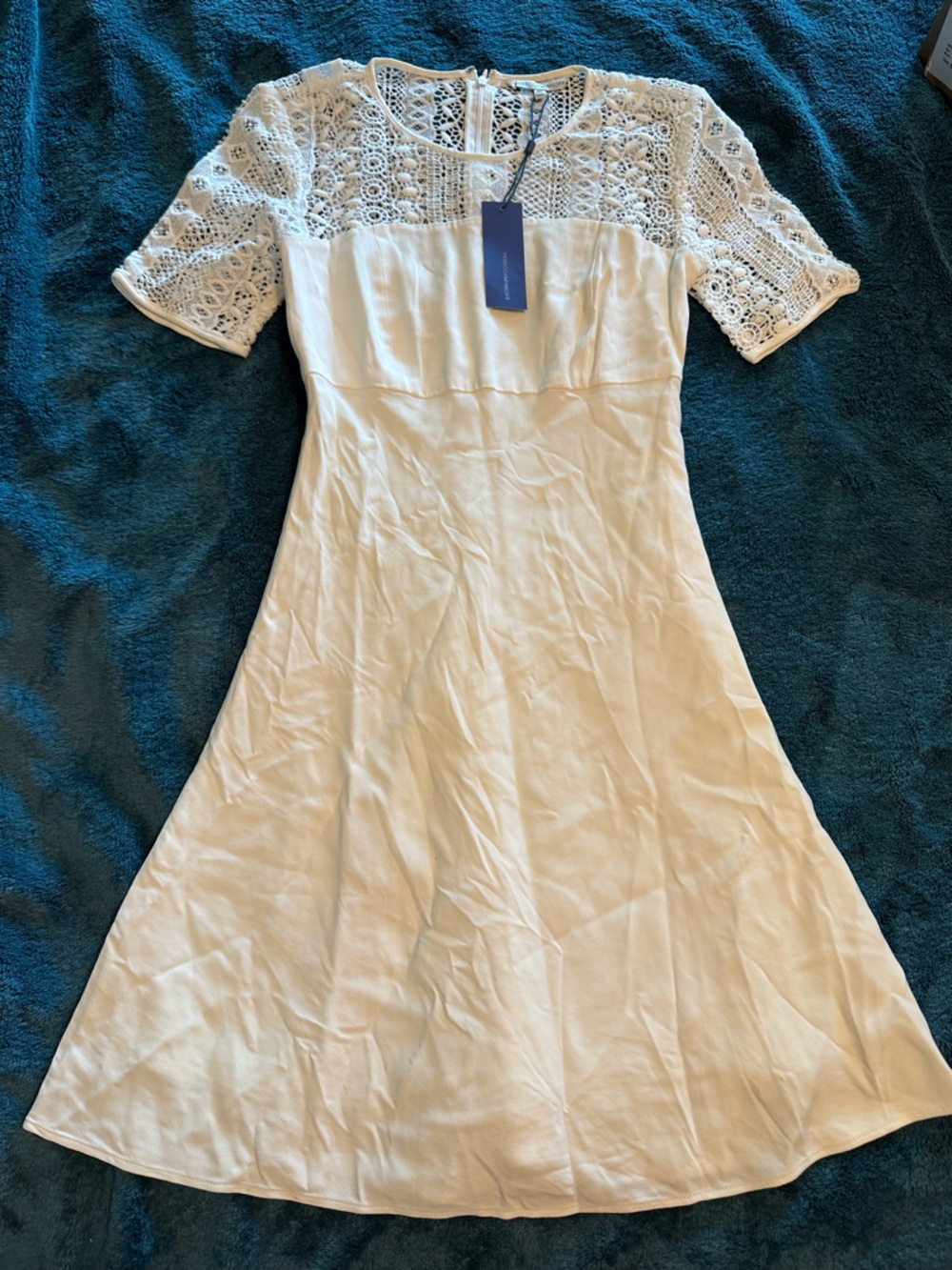 Rebecca Minkoff Cream Mini Dress with Lace Yoke